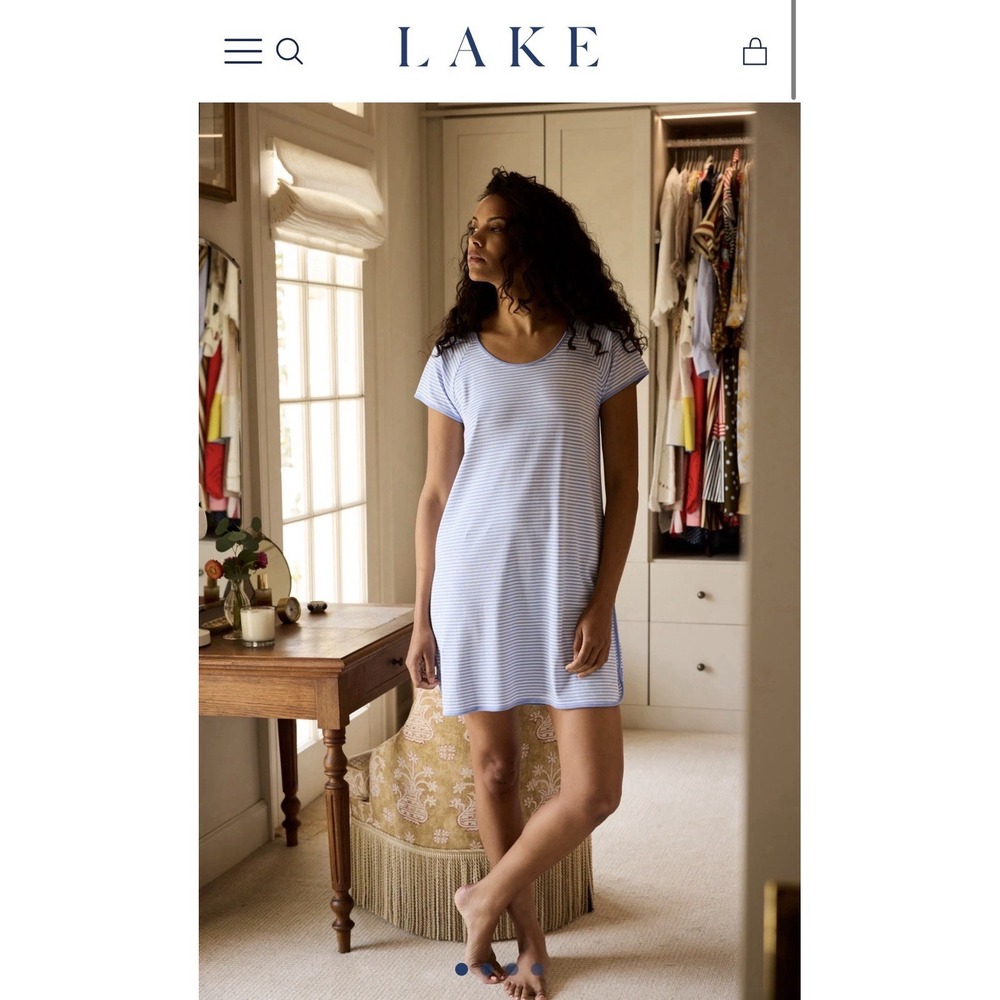 Pima Nightgown in Hydrangea XS Short Sleeve (stain)